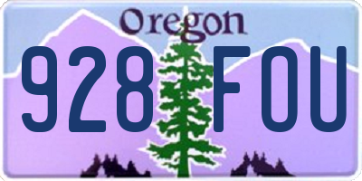 OR license plate 928FOU