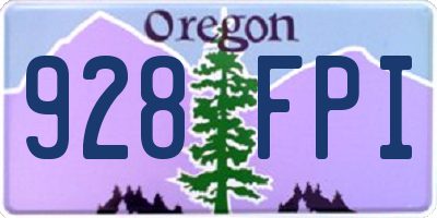 OR license plate 928FPI