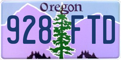 OR license plate 928FTD