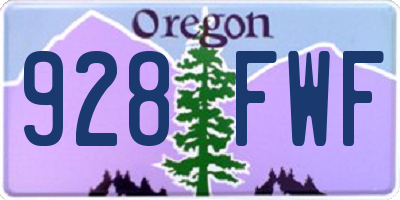 OR license plate 928FWF