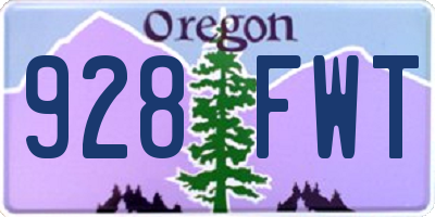 OR license plate 928FWT