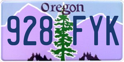 OR license plate 928FYK