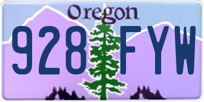 OR license plate 928FYW