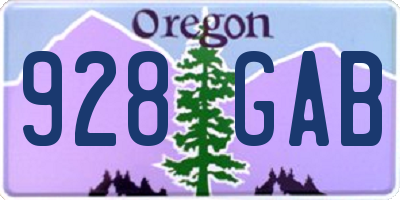 OR license plate 928GAB