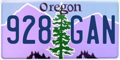 OR license plate 928GAN