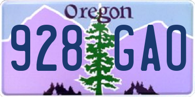 OR license plate 928GAO