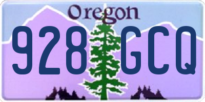 OR license plate 928GCQ
