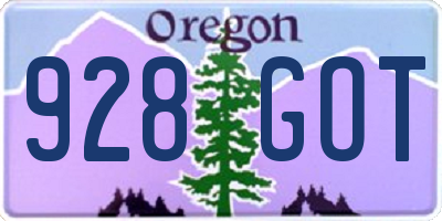 OR license plate 928GOT