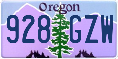 OR license plate 928GZW