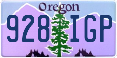 OR license plate 928IGP
