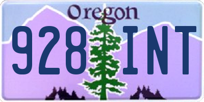 OR license plate 928INT