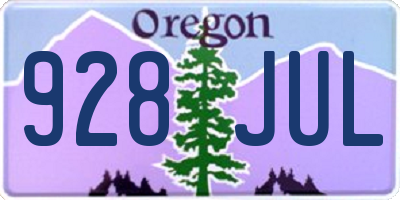 OR license plate 928JUL
