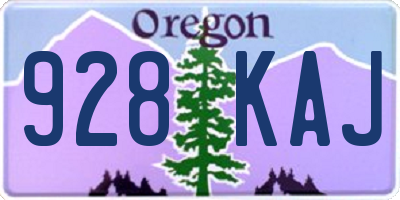 OR license plate 928KAJ