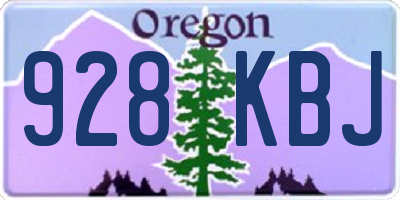 OR license plate 928KBJ