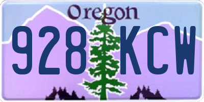 OR license plate 928KCW
