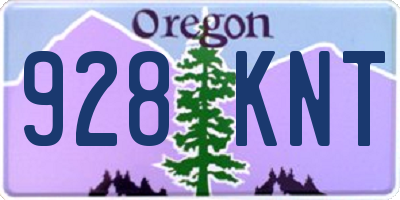 OR license plate 928KNT