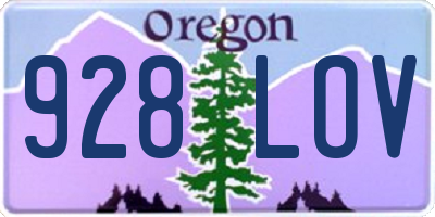 OR license plate 928LOV