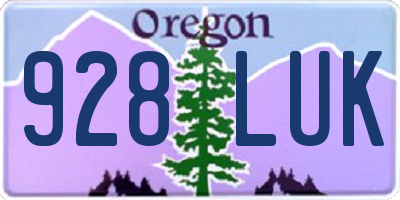 OR license plate 928LUK