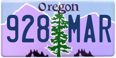 OR license plate 928MAR