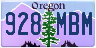 OR license plate 928MBM