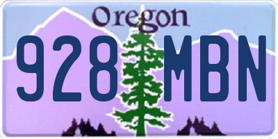 OR license plate 928MBN