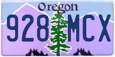 OR license plate 928MCX