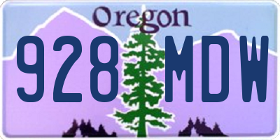 OR license plate 928MDW