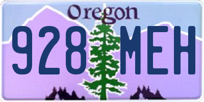 OR license plate 928MEH