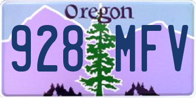 OR license plate 928MFV