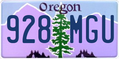 OR license plate 928MGU