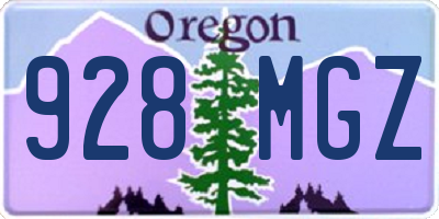 OR license plate 928MGZ