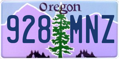 OR license plate 928MNZ