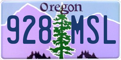 OR license plate 928MSL