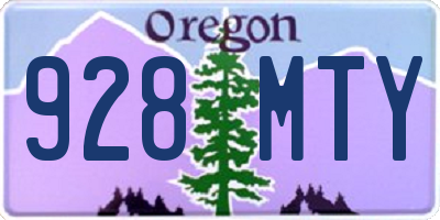 OR license plate 928MTY