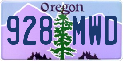 OR license plate 928MWD
