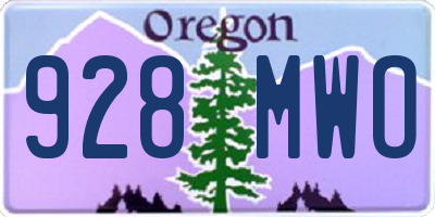 OR license plate 928MWO