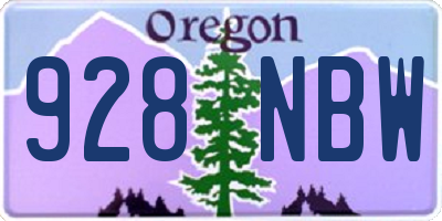 OR license plate 928NBW