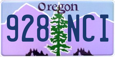 OR license plate 928NCI
