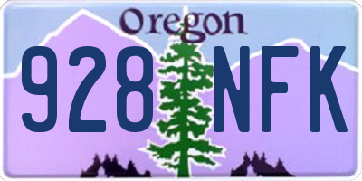 OR license plate 928NFK