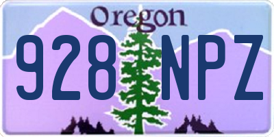 OR license plate 928NPZ