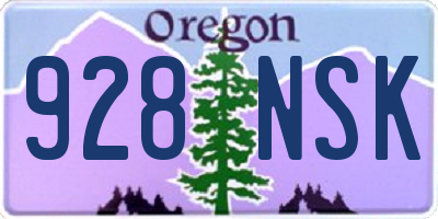 OR license plate 928NSK