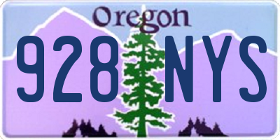 OR license plate 928NYS