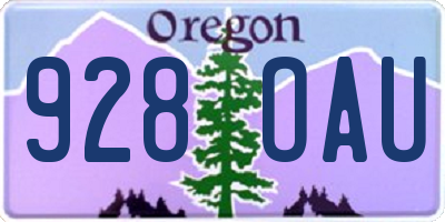 OR license plate 928OAU