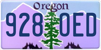 OR license plate 928OED