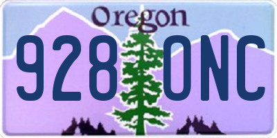 OR license plate 928ONC