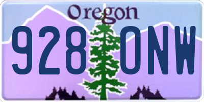 OR license plate 928ONW