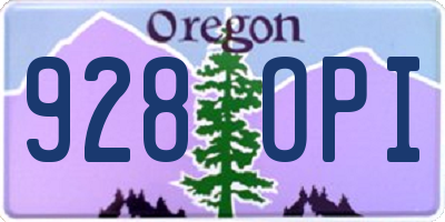 OR license plate 928OPI