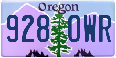 OR license plate 928OWR