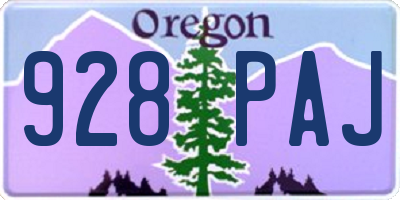 OR license plate 928PAJ