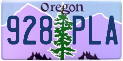 OR license plate 928PLA